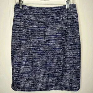 NWT Banana Republic Womens Blue Beige Lined Tweed Side Zip Skirt Size 6